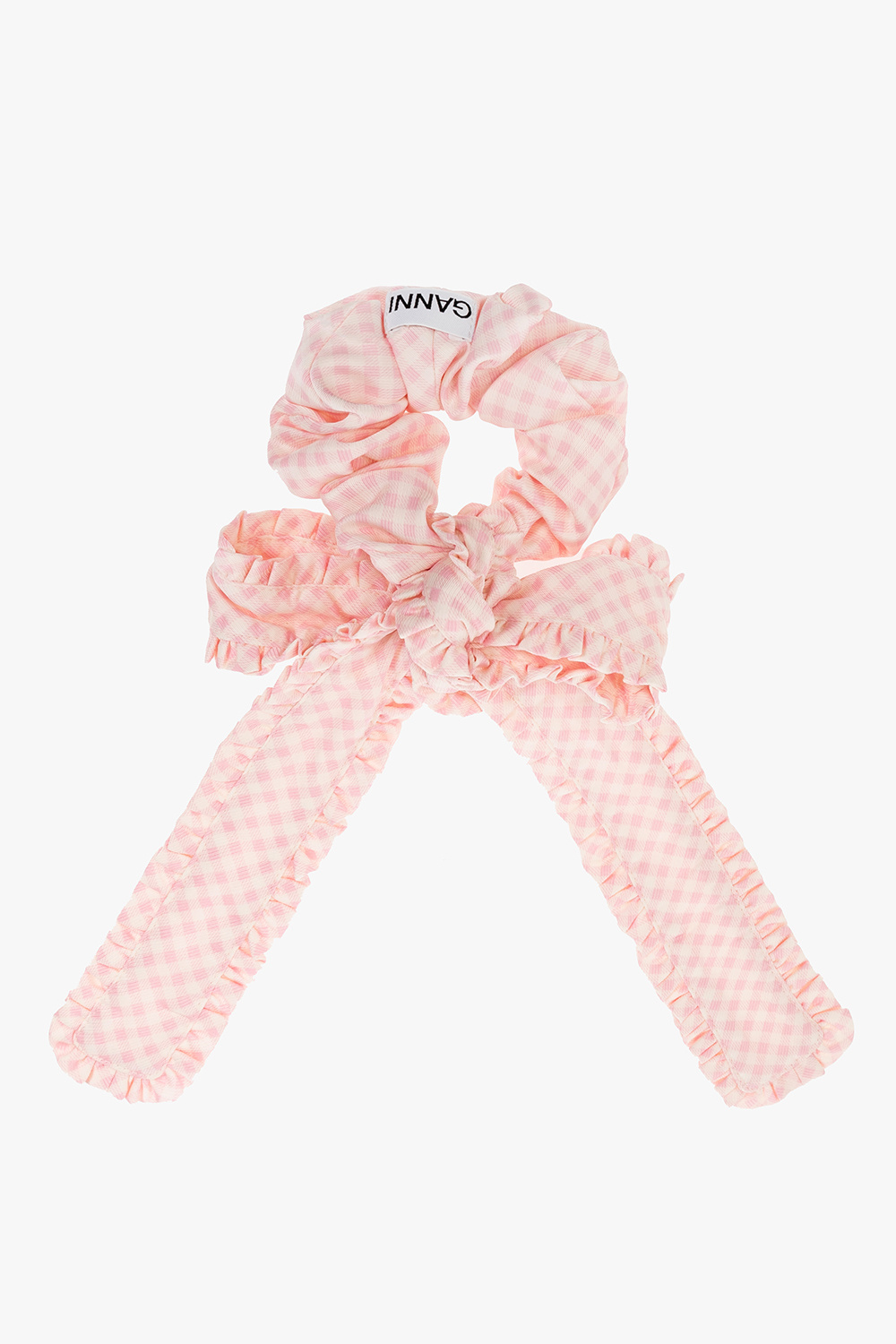 ヘアアクセサリー GANNI Green Checked Frill Bow Scrunchie A4668-484 Green Checked scrunchie Ganni - Extreme-centreShops Canada